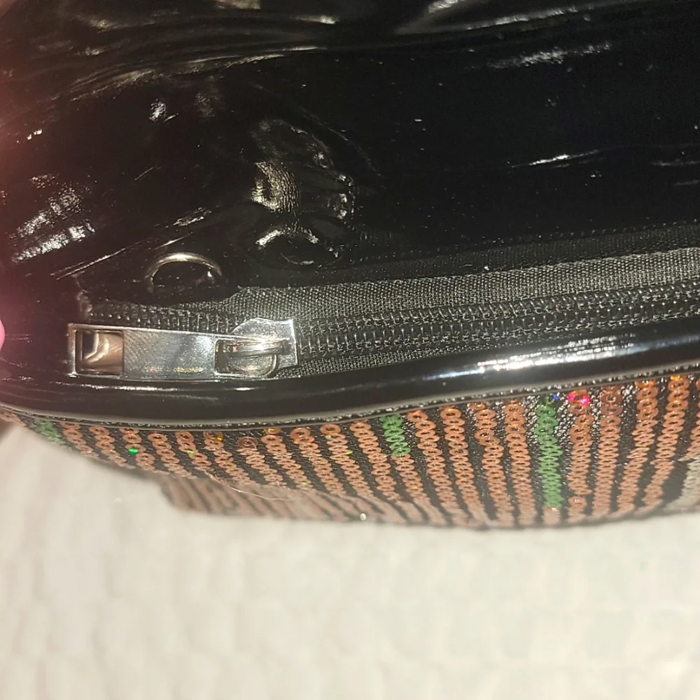 Vintage Green and Gold Sequin Envelope Clutch